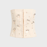GUIZIO Embellished Twill Corset - Ivory