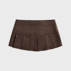 GUIZIO Pleated Micro Mini Skirt - Espresso