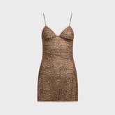 GUIZIO Tallulah Mesh Slip Dress - Mini Leopard