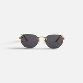 Vintage Frames Detroit Player Drill Mount 24kt Gold Sunglasses - Black