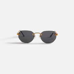 Vintage Frames Detroit Player Drill Mount 24kt Gold Sunglasses - Black