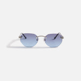 Vintage Frames Detroit Player Drill Mount 24Kt White Gold Sunglasses - Grape Blue