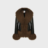 Susanna Chow Dorothy Leather Coat - Black / Brown Trim