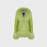 Susanna Chow Dorothy Leather Coat - Chartreuse