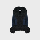 Susanna Chow Dorothy Suede Coat - Navy / Black Trim