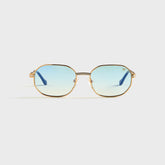 Vintage Frames Hustler Double Rope Edition 18KT Two-Tone Gold Sunglasses - Pastel Blue