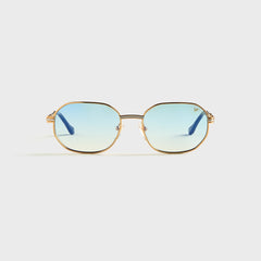 Vintage Frames Hustler Double Rope Edition 18KT Two-Tone Gold Sunglasses - Pastel Blue