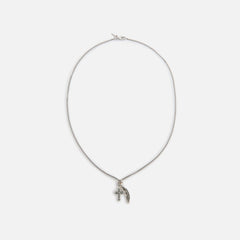 Emanuele Bicocchi Avelli Cross + Feather Pendant Necklace - Silver