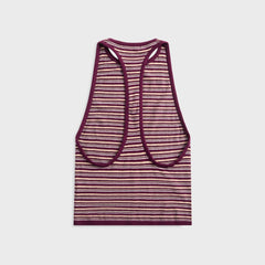 EB Denim Romy Knit Racer Tank Top - Burgundy / Soft Pink Stripe