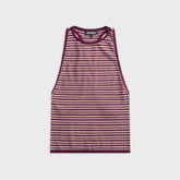 EB Denim Romy Knit Racer Tank Top - Burgundy / Soft Pink Stripe