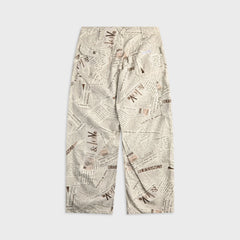Engineered Garments Cotton Newspaper Print Canvas Painter Pant - White