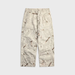 Engineered Garments Cotton Newspaper Print Canvas Painter Pant - White