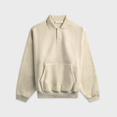 Essentials Signature 90s Polo Sweatshirt - Oatmeal Heather / Light Heather