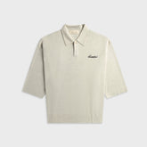 Essentials Signature 3/4 Sleeve 90s Knit Polo - Oatmeal Heather