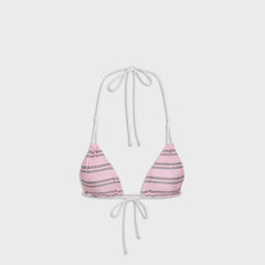 Frankies Bikinis Reversible Ari Satin Top - Pink Stripe