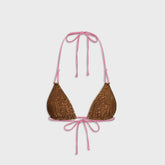 Frankies Bikinis Ari Reversible Satin Bikini Top - Vintage Cheetah