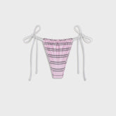 Frankies Bikinis Reversible Tia Satin Bottom - Pink Stripe