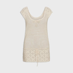 Frankies Bikinis Moss Crochet Mini Dress - White Rose