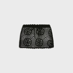 Frankies Bikinis Arlo Crochet Mini Skirt - Black