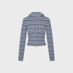 Frankies Bikinis Heritage Cloud Knit Hoodie - Blueberry Stripe