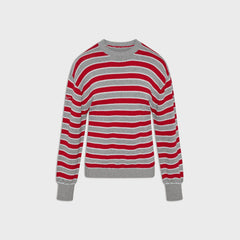 Frankies Bikinis Sloane Cotton Knit Boyfriend Sweater - Cloud Cover Stripe