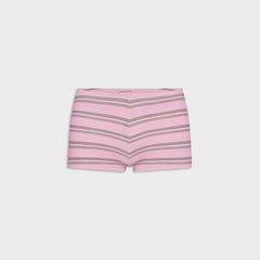 Frankies Bikinis Paulina Cotton Ribbed Short - Pink Stripe