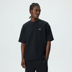 Kith Micro Waffle Tristan Henley - Black