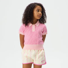 Kith Kids Cropped Monogram Jacquard Teagan Polo - Bubble