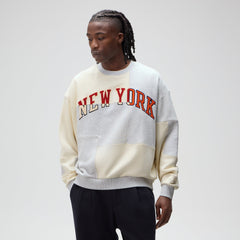 Kith for the New York Knicks Patchwork Fleece Crewneck Sweatshirt - Light Heather Grey