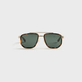 Gucci GG2073S Navigator Frame Sunglasses - Gold / Havana / Green