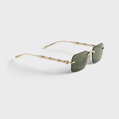 Gucci GG2154S Metal Rectangle Sunglasses - Gold / Green