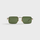 Gucci GG2154S Metal Rectangle Sunglasses - Gold / Green