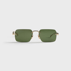 Gucci GG2154S Metal Rectangle Sunglasses - Gold / Green