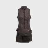 Hyein Seo Sleeveless Moto Dress with Belt Bag - Charcoal