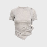 Hyein Seo Tied Asymmetric Tee - Melange Grey