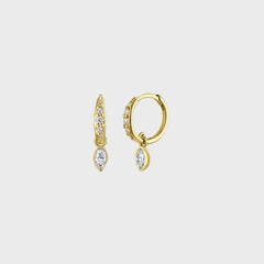 Isa Grutman Marquise Diamond Charm Pave Huggie Hoops - Yellow Gold