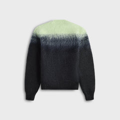 Jil Sander Mohair Jacquard Crewneck Sweater - Mint Green / Navy Blue