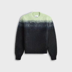 Jil Sander Mohair Jacquard Crewneck Sweater - Mint Green / Navy Blue