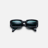 Jacques Marie Mage Runaway Marble Frame Seagreen Lens Silver Hardware - Black