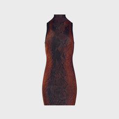 Jean Paul Gaultier Mesh High Neck Short Dress - Printed Python