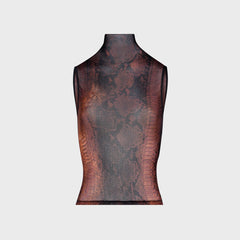 Jean Paul Gaultier Mesh High Neck Tank Top - Printed Python