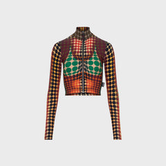 Jean Paul Gaultier Re-Edition Cropped Long Sleeves Top - Orange Multi