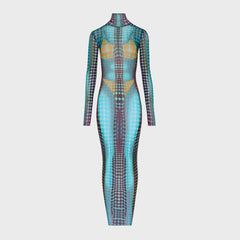 Jean Paul Gaultier Re-Edition Printed Midi Dress - Blue Multi