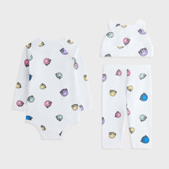 Kith Baby Printed Ribbed Bodysuit Set - White