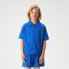 Kith Kids Textured Monogram Zip Front Camp Shirt - Greek