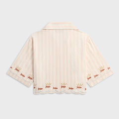 Kith Kids Embroidered Cropped Thompson Camp Shirt - Sahara
