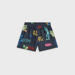 Kith Kids Thompson Camp Tossed Monogram Short - Nocturnal