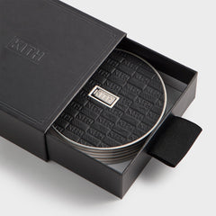 Kith Classic Logo Set of 4 Leather Coasters - Black