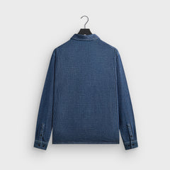 Kith Railroad Stripe Indigo Boxy Collar Overshirt - Dark Indigo