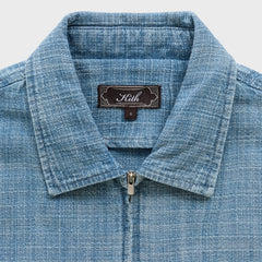 Kith Textured Indigo Paxton Zip Front Shirt - Light Indigo